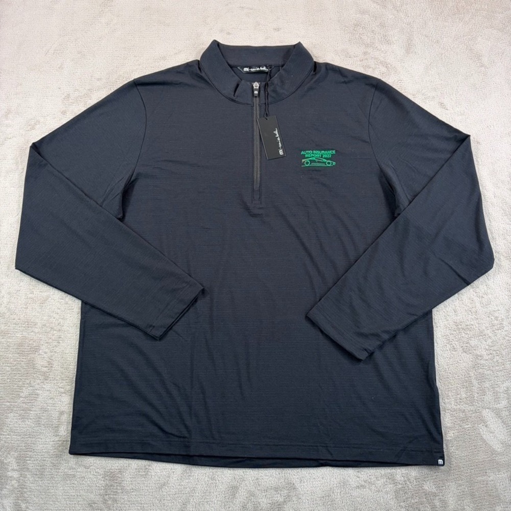Travis Mathew Performance‎ Crestview 1/4 Zip in Black Men 2XL Golf Corp Logo NWT